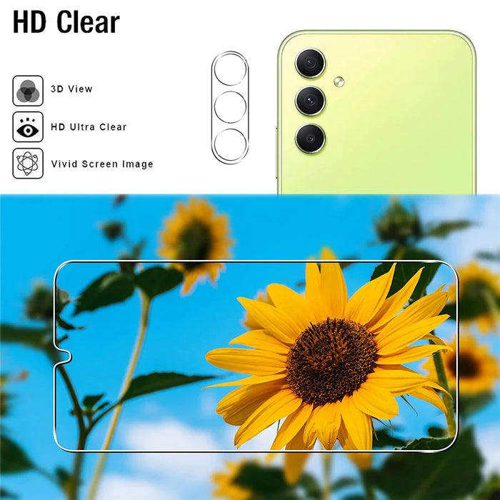 2Pcs For Samsung Galaxy A34 5G Screen Protector Tempered Glass Film with Camera Lens Protectors - 5