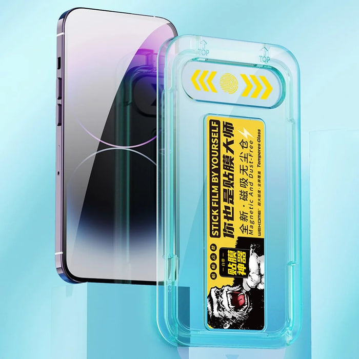 WEKOME For iPhone 14 Pro High Aluminium-silicon Glass Screen Protector Full Coverage Clear Film with Magnetic Installation Kit - 6