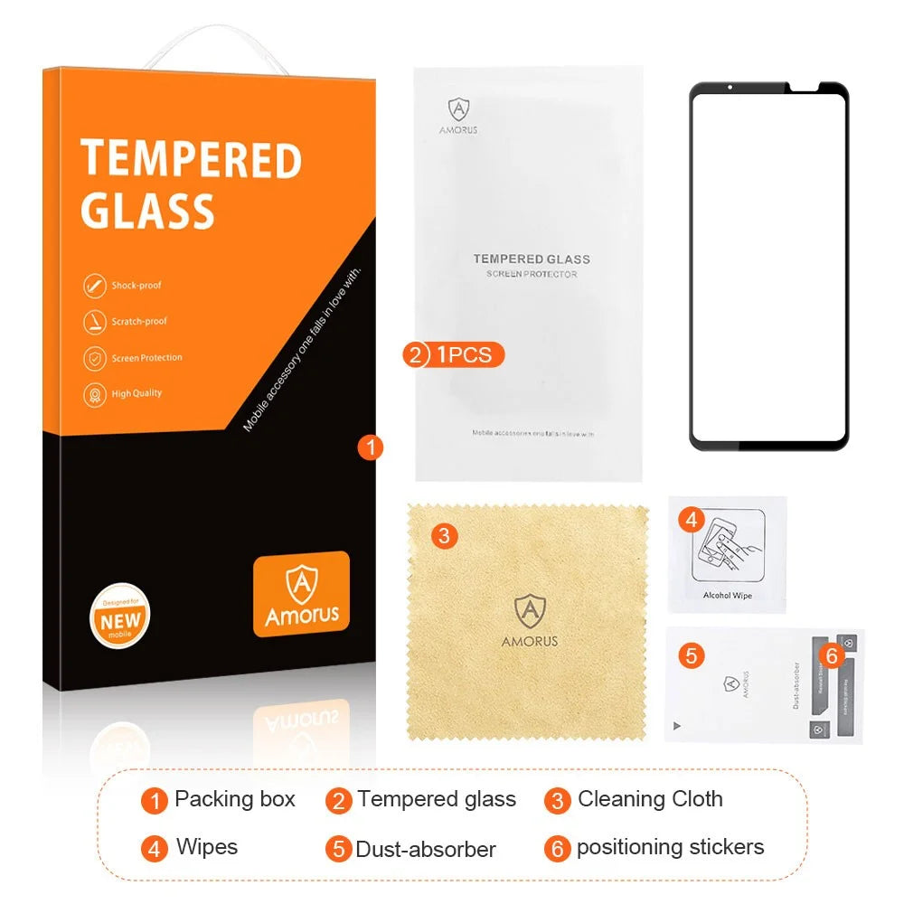 AMORUS For Asus ROG Phone 6 5G Full Coverage Screen Protector Silk Printing Full Glue Tempered Glass Film - Black - 3