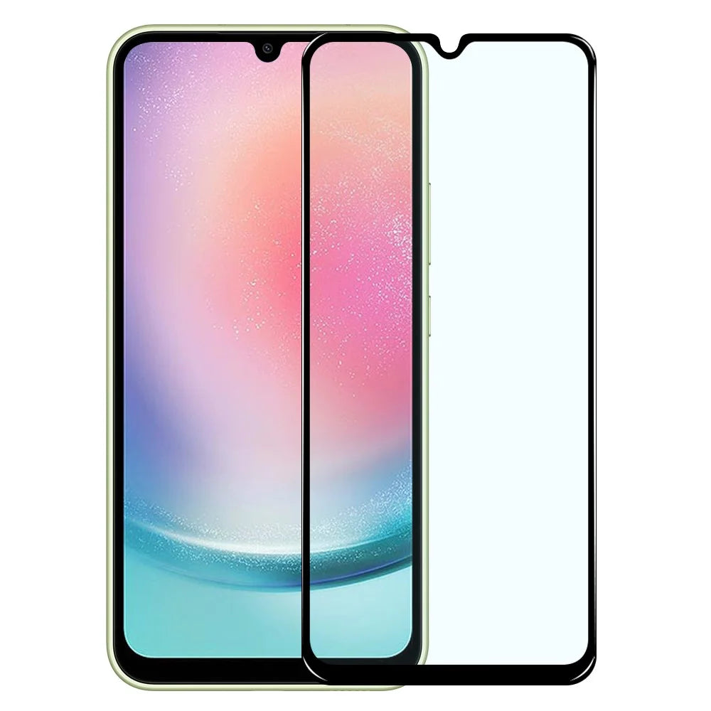 NORTHJO A+ For Samsung Galaxy A24 4G (162.1 x 77.6 x 8.3mm) Phone Full Screen Protector Silk Printing High Aluminum-silicon Glass Film - Black - 1