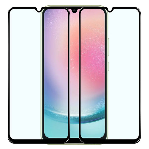NORTHJO 2Pcs A+ For Samsung Galaxy A24 4G (162.1 x 77.6 x 8.3mm) Silk Printing 0.3mm 2.5D High Aluminum-silicon Glass Film - Black - 1