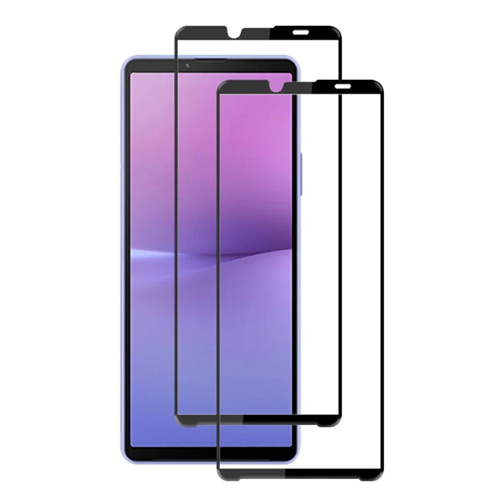 AMORUS 2Pcs For Sony Xperia 10 V Phone Full Screen Protector Silk Printing Tempered Glass Full Glue Film - Black - 1