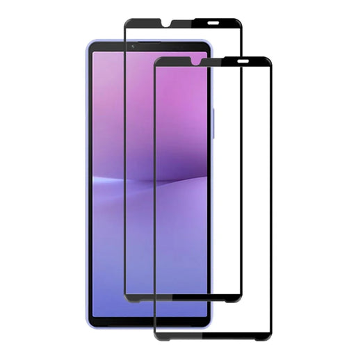 AMORUS 2Pcs For Sony Xperia 10 V Phone Full Screen Protector Silk Printing Tempered Glass Full Glue Film - Black - 1