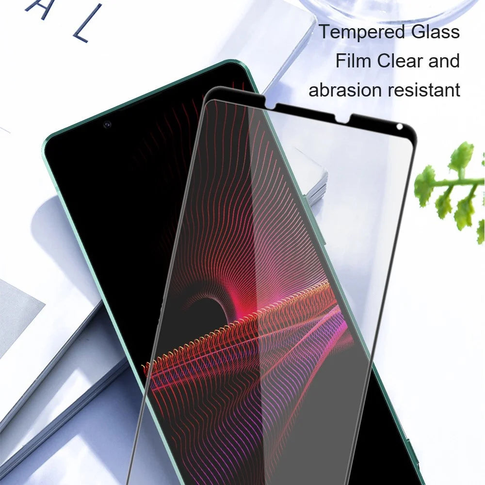 AMORUS 2Pcs For Sony Xperia 10 V Phone Full Screen Protector Silk Printing Tempered Glass Full Glue Film - Black - 5
