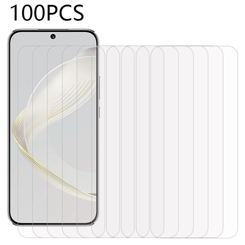 100Pcs For Huawei nova 11 / nova 12s 4G / nova 12 Lite 4G Tempered Glass Film Ultra Clear Phone Screen Protector (No Package, with Wipes Set, Dust-absorber, Guide Sticker) - 1