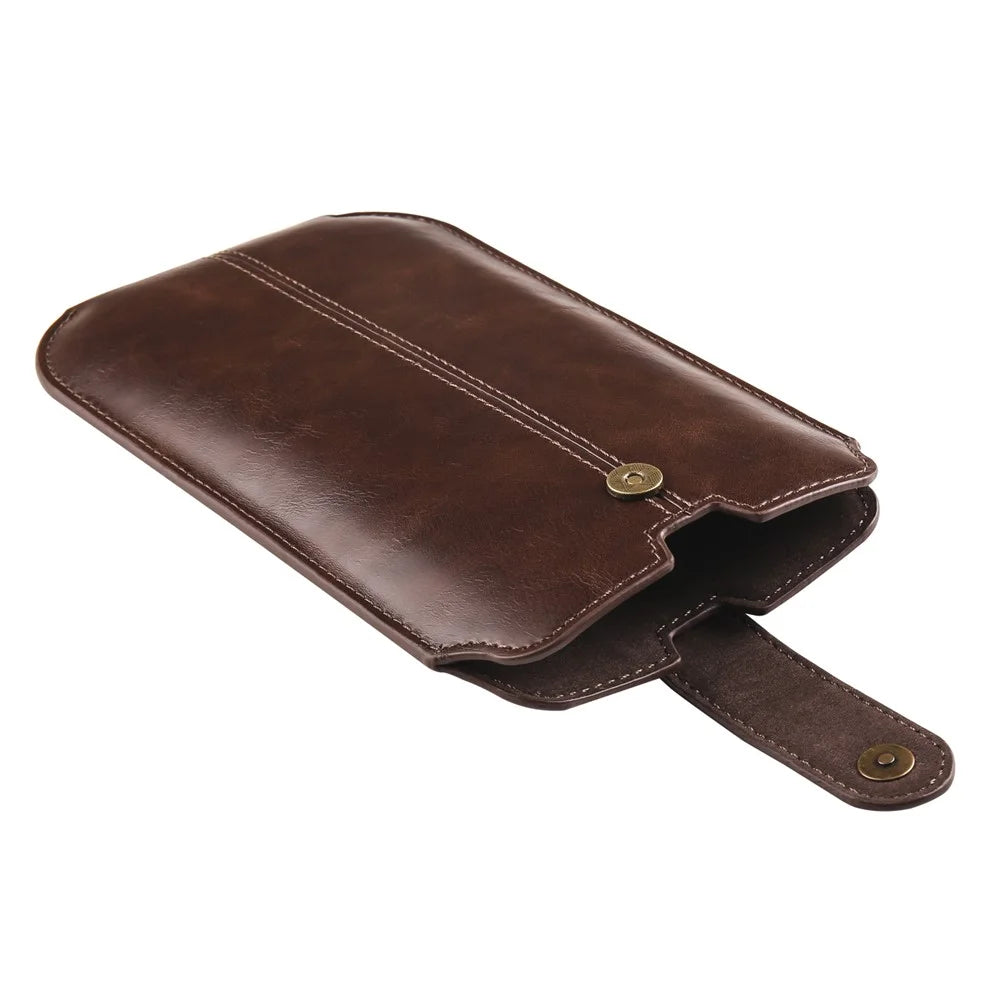 Crazy Horse Texture PU Leather Phone Belt Pouch for Cell Phones Universal Waist Phone Holster Bag with Card Layer - 6.1" / Dark Coffee - 7