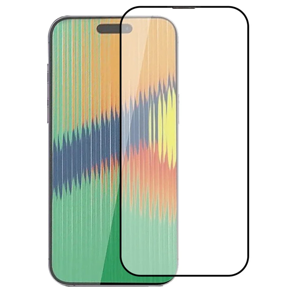 For iPhone 15 Pro Max High Aluminium-silicon Glass Screen Protector Silk Printing Full Cover Film with Dust-proof Net - 1