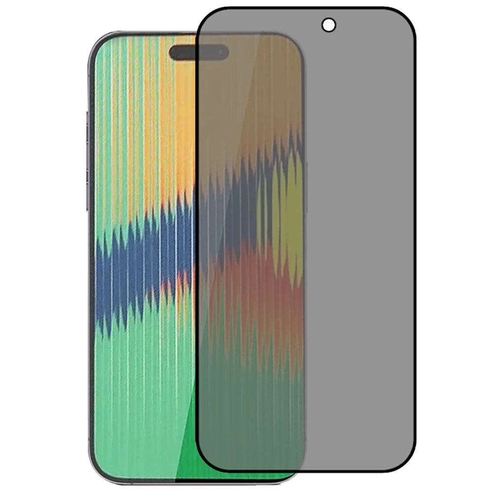 For iPhone 15 Pro Max Anti-Spy Screen Protector Full Coverage Silk Printing Side Glue Tempered Glass Film - 1
