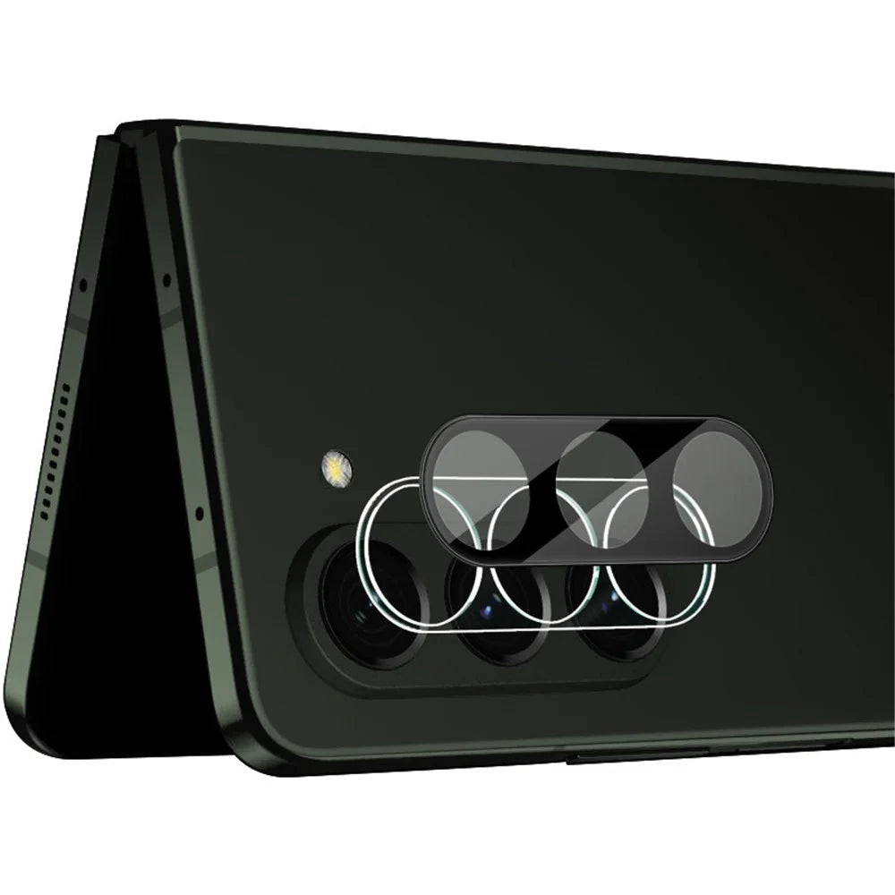 IMAK Camera Lens Protector for Samsung Galaxy Z Fold5 5G Tempered Glass Lens Film+Acrylic Lens Cap (Black Version) - 1