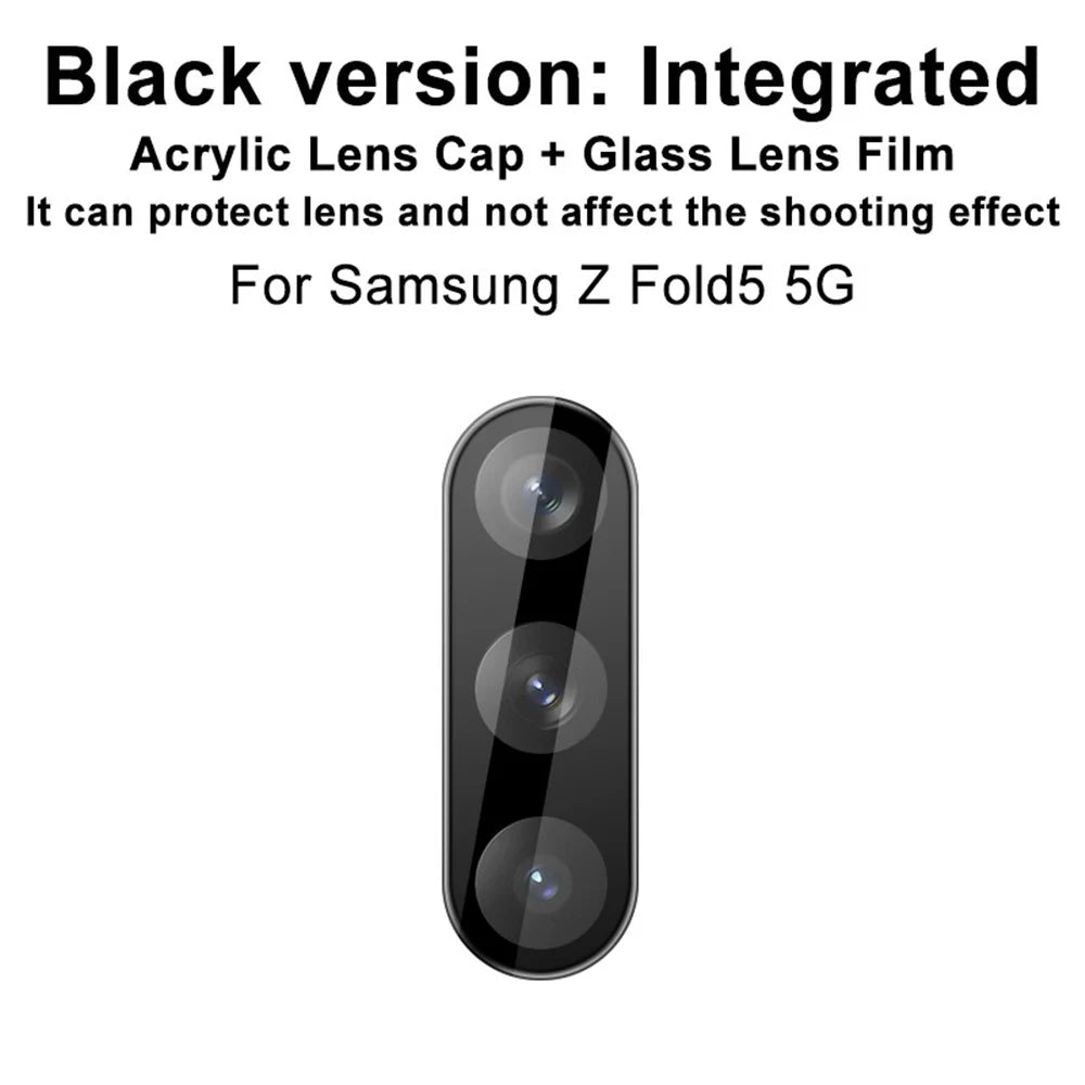 IMAK Camera Lens Protector for Samsung Galaxy Z Fold5 5G Tempered Glass Lens Film+Acrylic Lens Cap (Black Version) - 2
