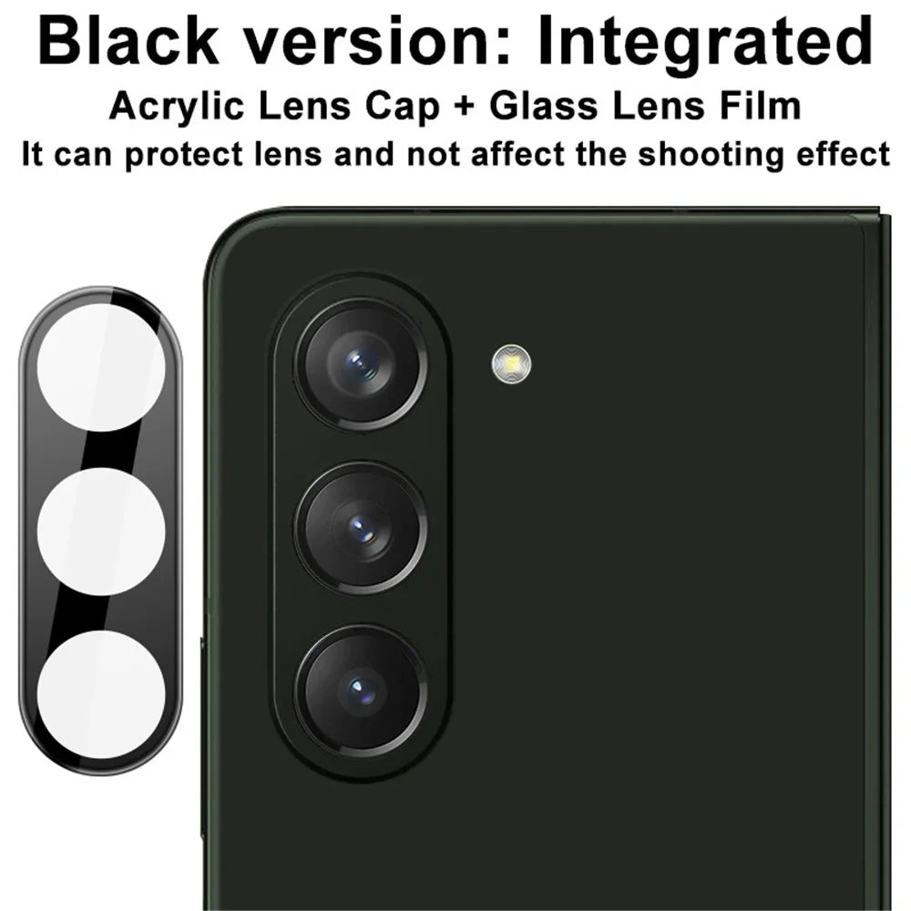 IMAK Camera Lens Protector for Samsung Galaxy Z Fold5 5G Tempered Glass Lens Film+Acrylic Lens Cap (Black Version) - 4