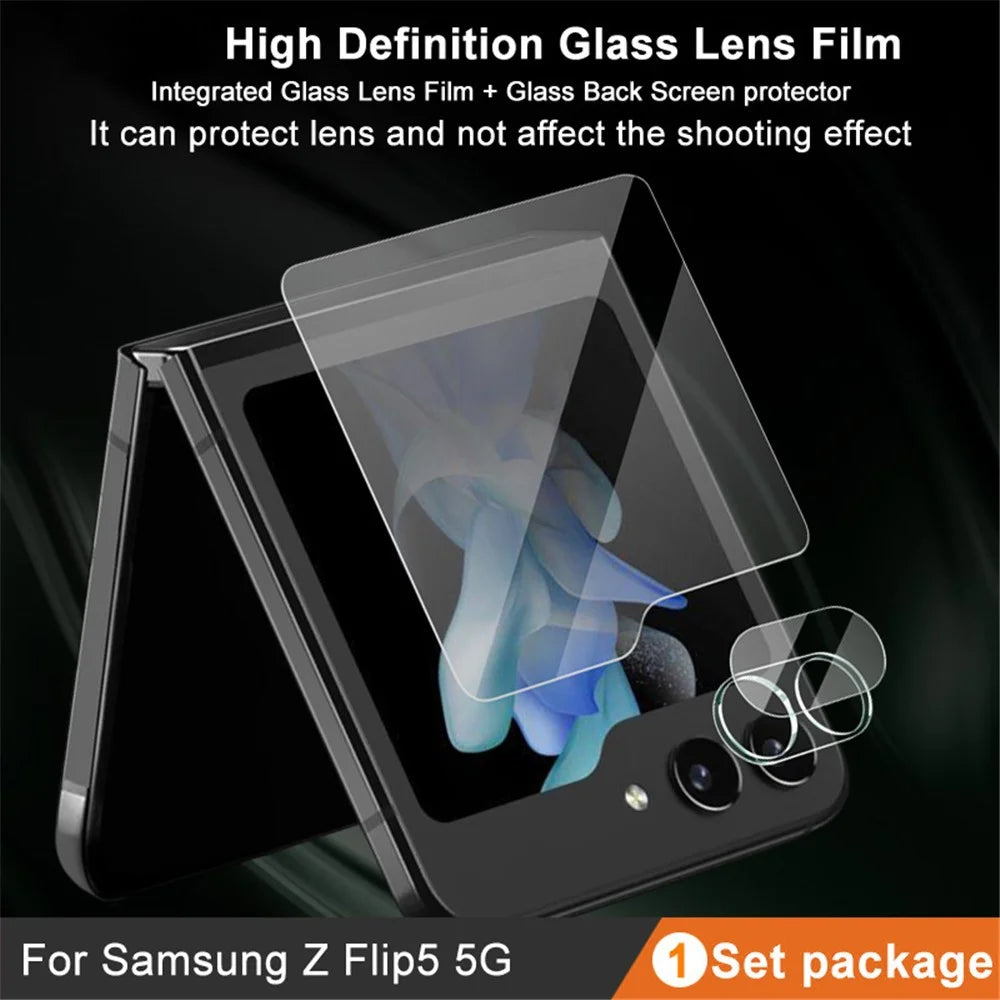 IMAK For Samsung Galaxy Z Flip5 5G HD Tempered Glass Camera Lens Protector Integrated Lens Film Set with Back Screen Film - 3