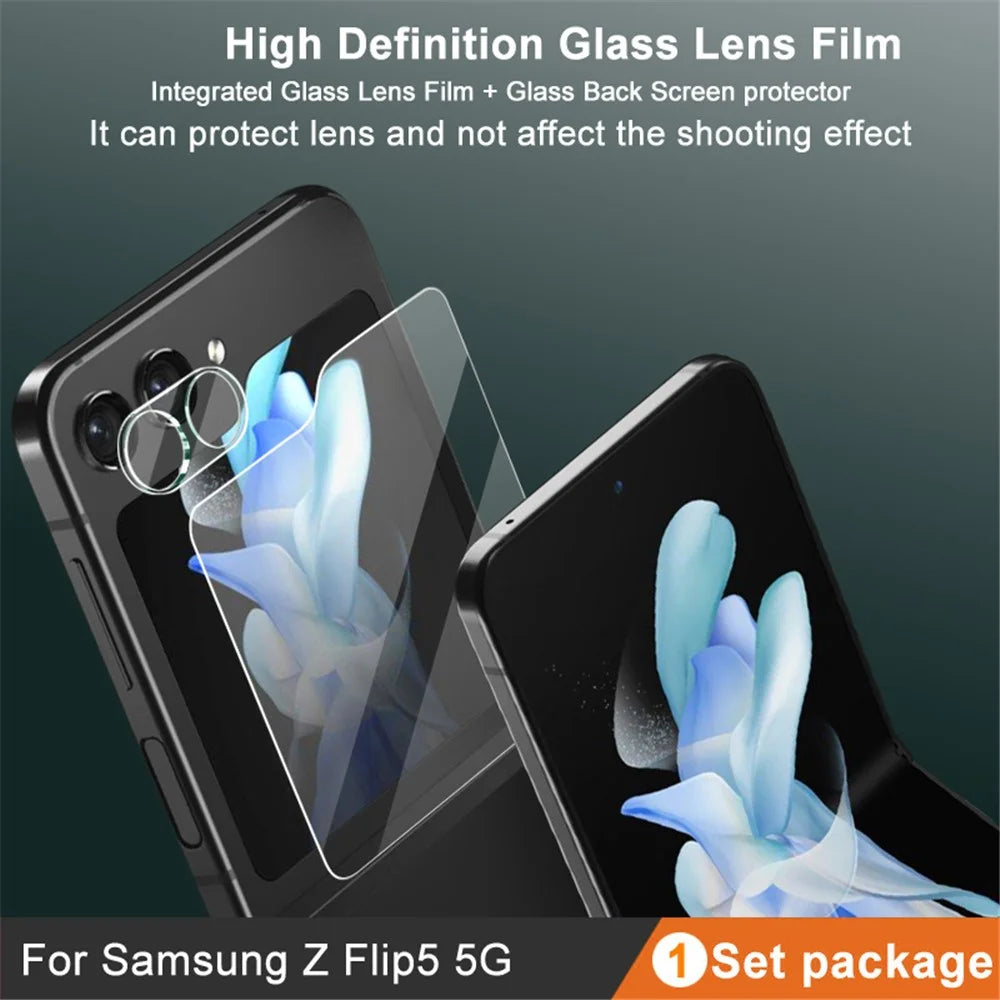 IMAK For Samsung Galaxy Z Flip5 5G HD Tempered Glass Camera Lens Protector Integrated Lens Film Set with Back Screen Film - 5