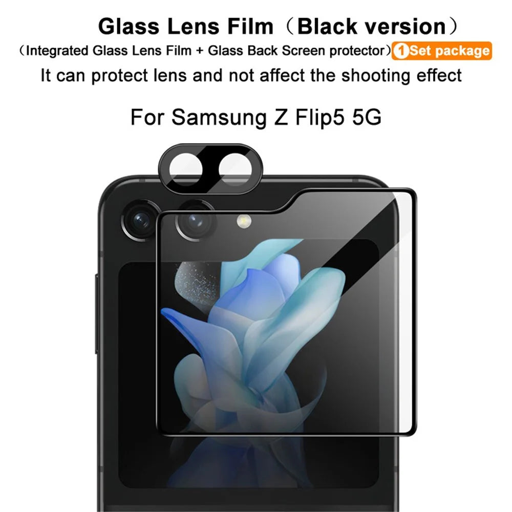 IMAK For Samsung Galaxy Z Flip5 5G Oleophobic Tempered Glass Camera Lens Protector Lens Film with Back Screen Film Set (Black Version) - 2