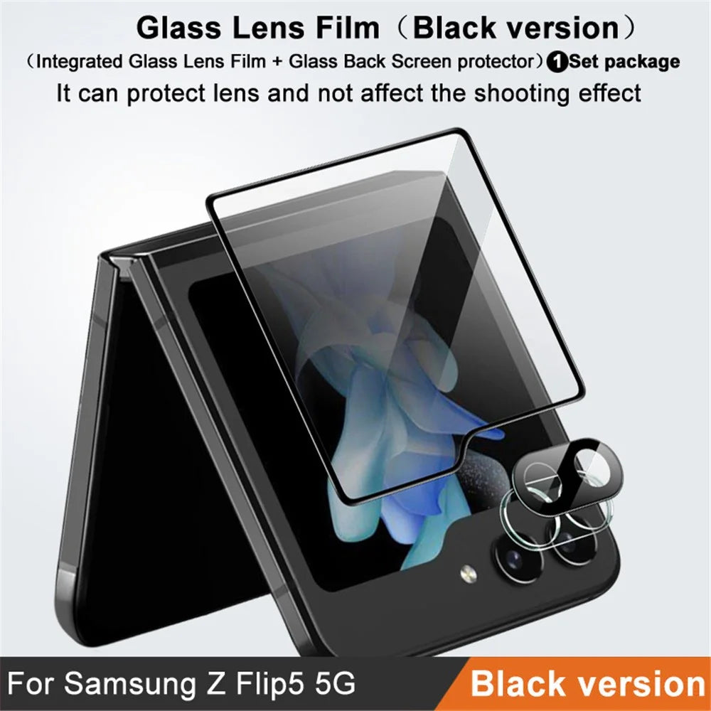 IMAK For Samsung Galaxy Z Flip5 5G Oleophobic Tempered Glass Camera Lens Protector Lens Film with Back Screen Film Set (Black Version) - 3