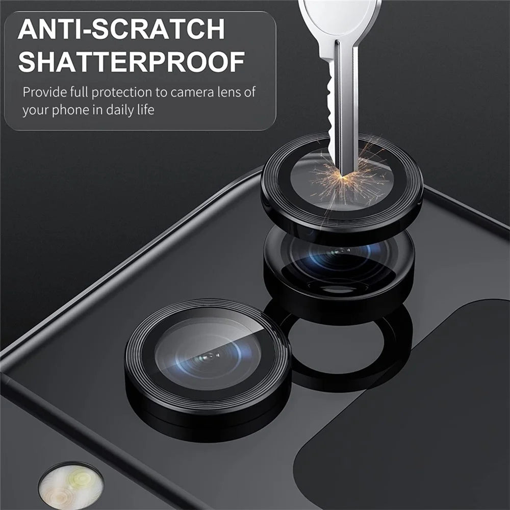 ENKAY HAT PRINCE Camera Lens Protector for Samsung Galaxy Z Flip5 5G , Tempered Glass + Aluminum Alloy Ring Back Lens Cover Sticker - Black - 2
