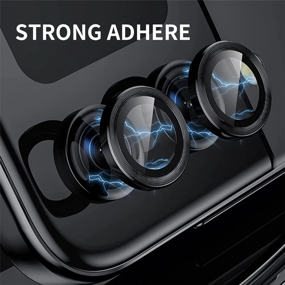 ENKAY HAT PRINCE Camera Lens Protector for Samsung Galaxy Z Flip5 5G , Tempered Glass + Aluminum Alloy Ring Back Lens Cover Sticker - Black - 3