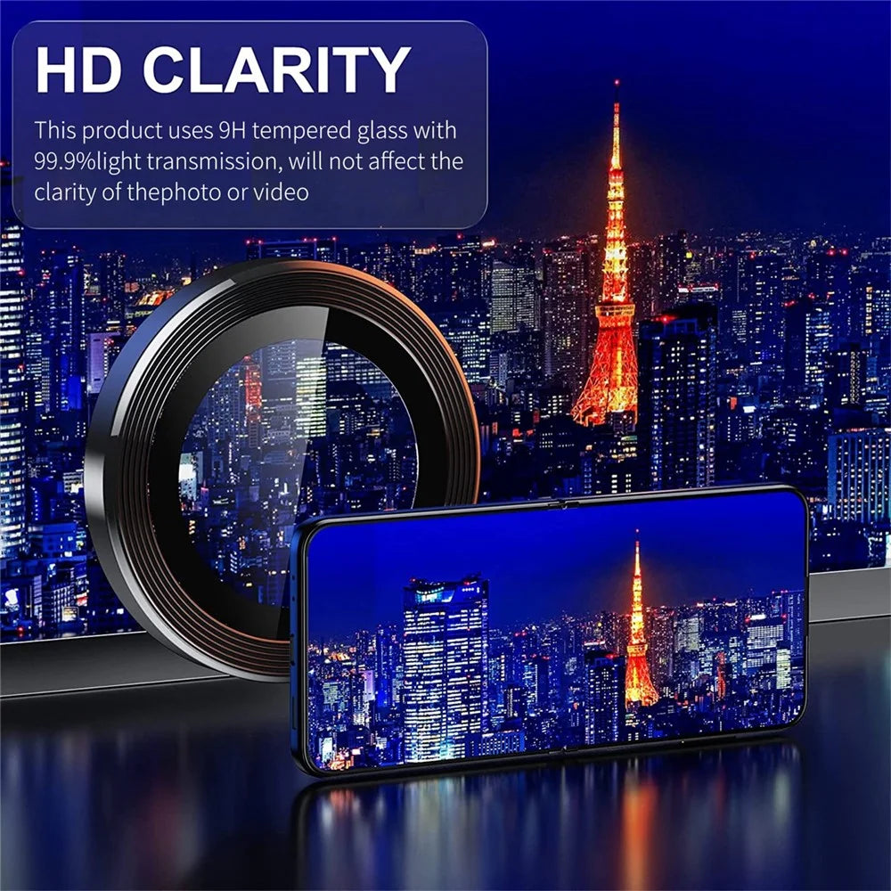 ENKAY HAT PRINCE Camera Lens Protector for Samsung Galaxy Z Flip5 5G , Tempered Glass + Aluminum Alloy Ring Back Lens Cover Sticker - Black - 5