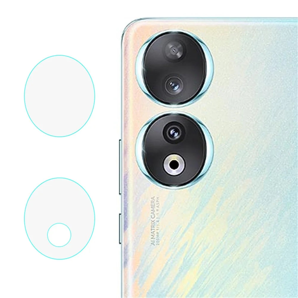 1 Set Tempered Glass Camera Lens Protector for Honor 90 , 2.5D Arc Edge Silk Printing Phone Rear Lens Film - 1