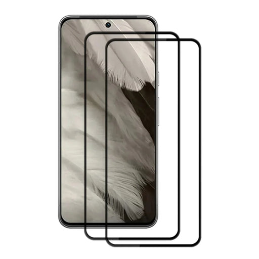 AMORUS 2Pcs Screen Protector for Google Pixel 8 , Full Cover Tempered Glass Silk Printing Clear Film - Black - 1