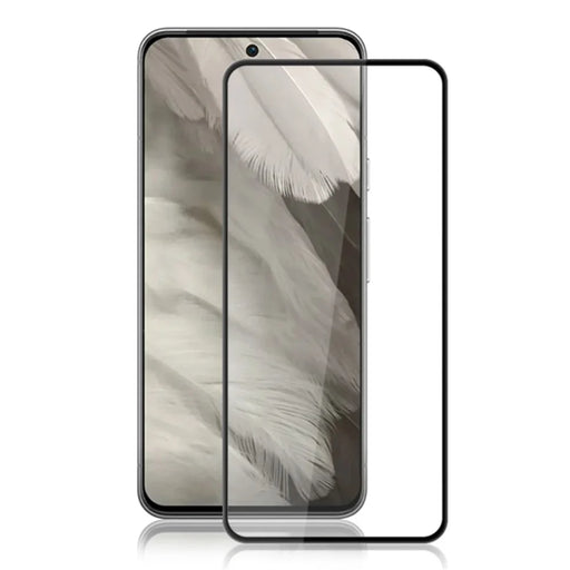 AMORUS For Google Pixel 8 Silk Printing Full Glue Phone Screen Protector Tempered Glass Film - Black - 1