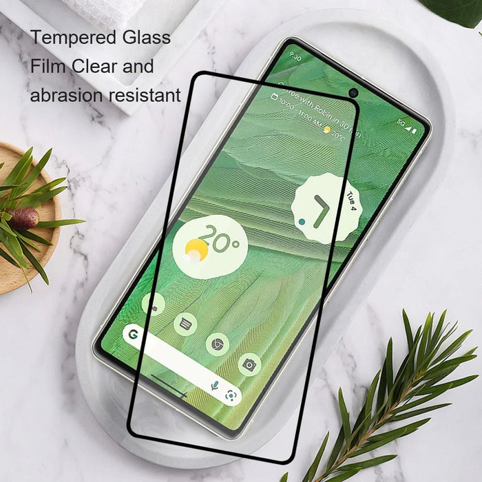 AMORUS For Google Pixel 8 Silk Printing Full Glue Phone Screen Protector Tempered Glass Film - Black - 5