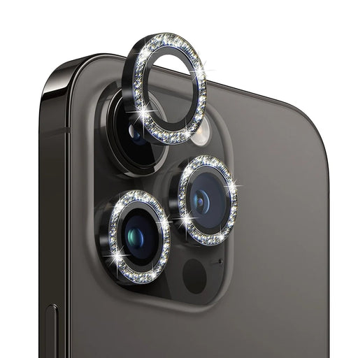 NORTHJO 1 Set For iPhone 12 Pro Max Anti-scratch Glitter Camera Lens Protector Tempered Glass+Metal Individual Ring Cover Film - Black - 1