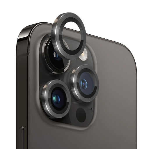 NORTHJO For iPhone 12 Pro Max 1 Set Anti-scratch Camera Lens Protector CD Vein Metal Ring Tempered Glass Lens Film - Black - 1