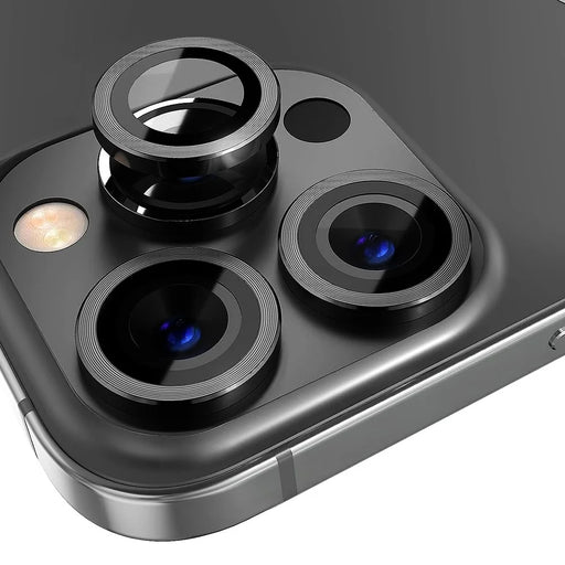 NORTHJO For iPhone 12 Pro Max 1 Set Anti-scratch Camera Lens Protector CD Vein Metal Ring Tempered Glass Lens Film - Black - 2