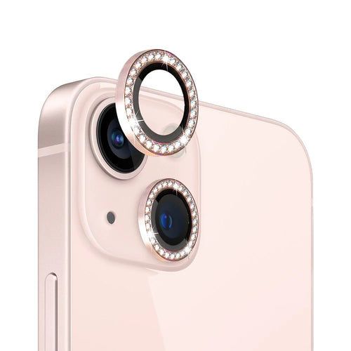 NORTHJO 1 Set For iPhone 13 / 13 mini Tempered Glass+Metal Individual Ring Rhinestone Lens Film HD Clear Camera Lens Protector - Rose Gold - 1