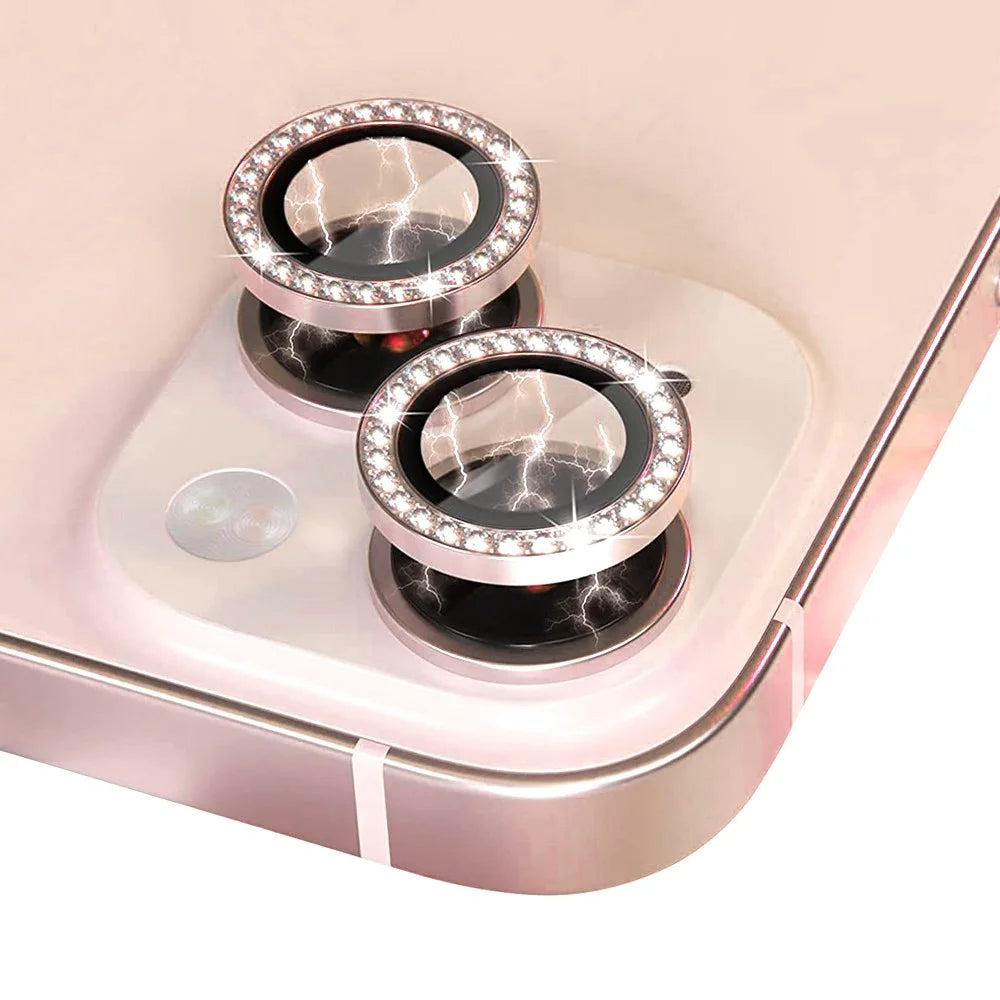 NORTHJO 1 Set For iPhone 13 / 13 mini Tempered Glass+Metal Individual Ring Rhinestone Lens Film HD Clear Camera Lens Protector - Rose Gold - 3