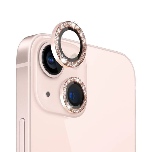 NORTHJO For iPhone 13 6.1 inch / 13 mini 5.4 inch 1 Set Camera Lens Protector Glitter Metal Ring Tempered Glass Lens Film - Pink - 1