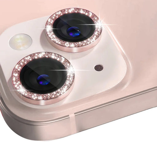 NORTHJO For iPhone 13 6.1 inch / 13 mini 5.4 inch 1 Set Camera Lens Protector Glitter Metal Ring Tempered Glass Lens Film - Pink - 2