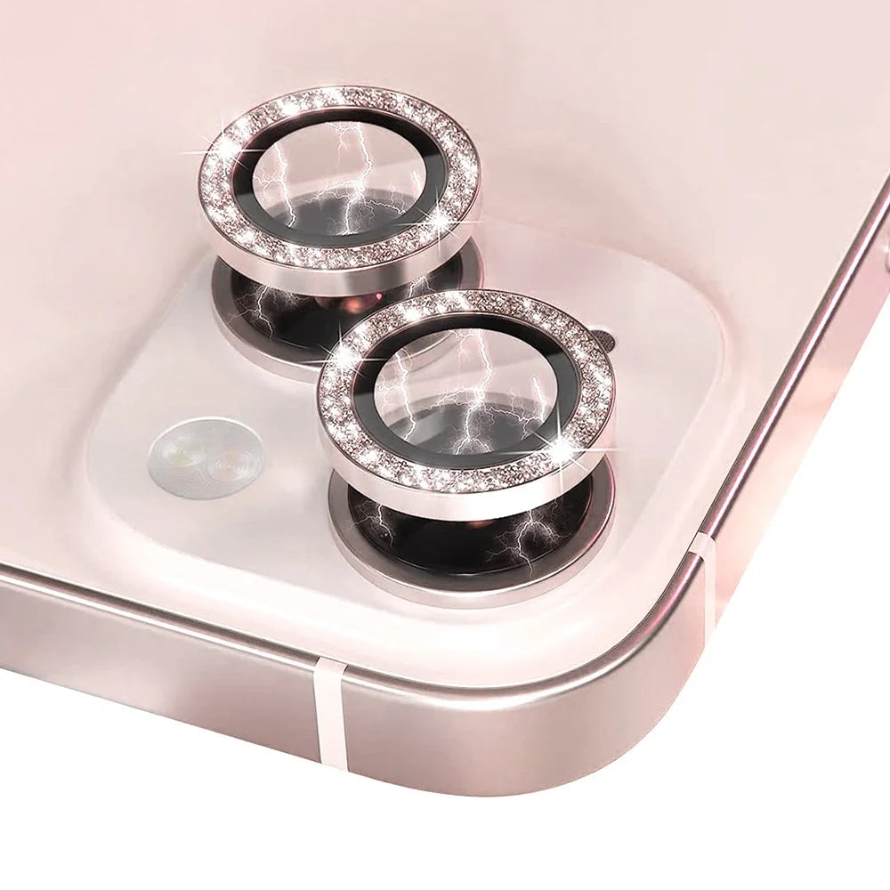 NORTHJO For iPhone 13 6.1 inch / 13 mini 5.4 inch 1 Set Camera Lens Protector Glitter Metal Ring Tempered Glass Lens Film - Pink - 3