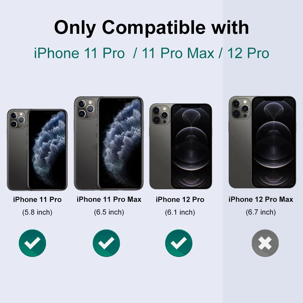 NORTHJO For iPhone 12 Pro / 11 Pro Max / 11 Pro 1 Set Camera Lens Protector Tempered Glass Lens Film with CD Vein Metal Ring - Black - 4