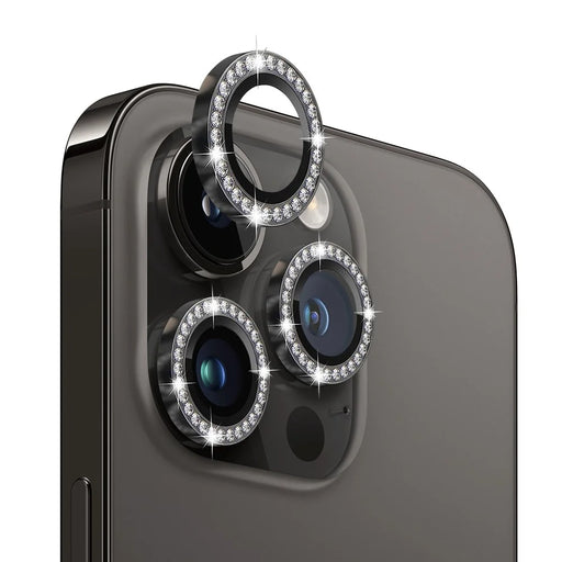 NORTHJO For iPhone 12 Pro / 11 Pro Max / 11 Pro 1 Set Camera Lens Protector Metal Rhinestone Ring Tempered Glass Lens Film - Black - 1