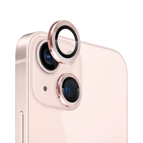 NORTHJO For iPhone 13 mini 5.4 inch / 13 6.1 inch 1 Set Camera Lens Protector CD Vein Metal Ring Tempered Glass Lens Film - Pink - 1