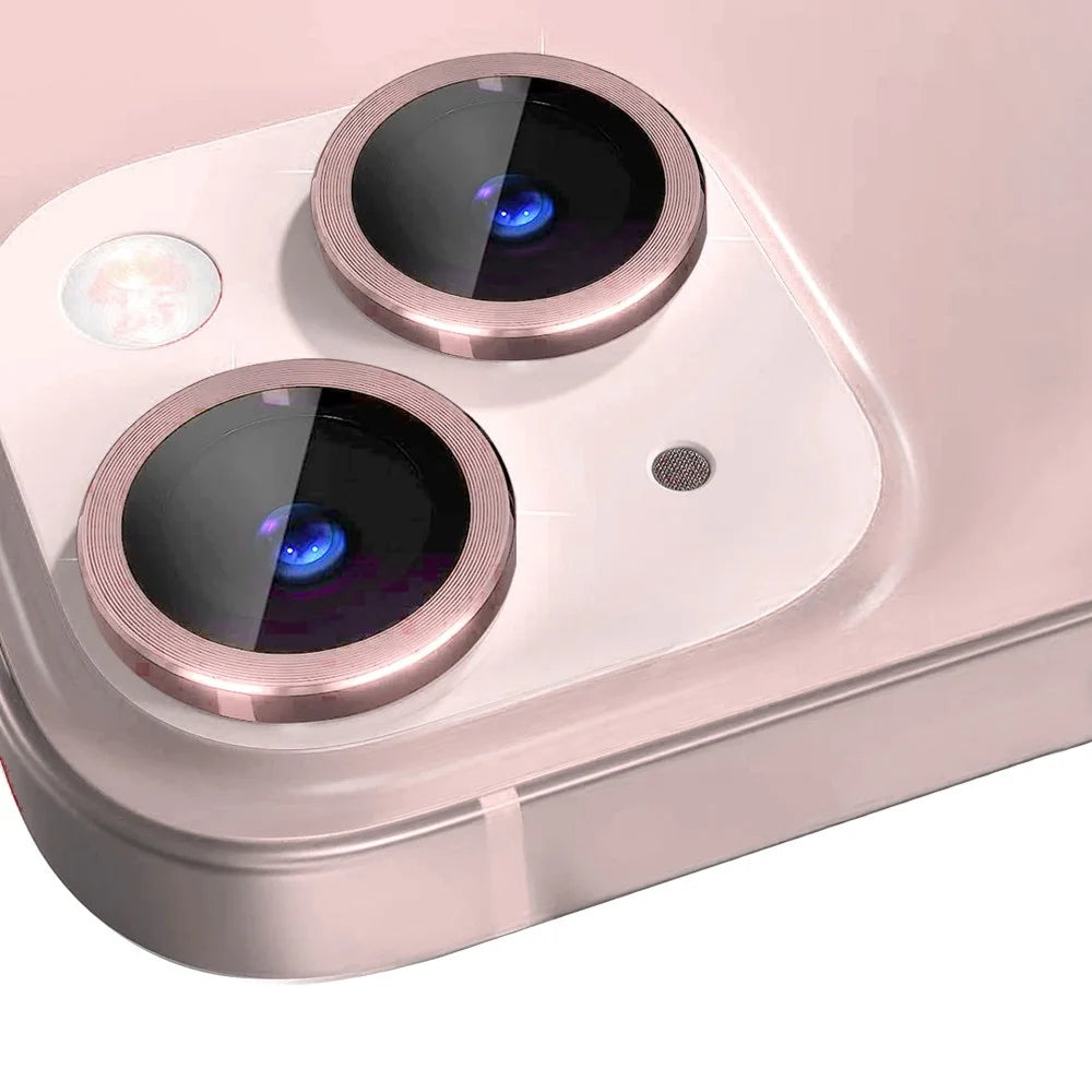 NORTHJO For iPhone 13 mini 5.4 inch / 13 6.1 inch 1 Set Camera Lens Protector CD Vein Metal Ring Tempered Glass Lens Film - Pink - 2