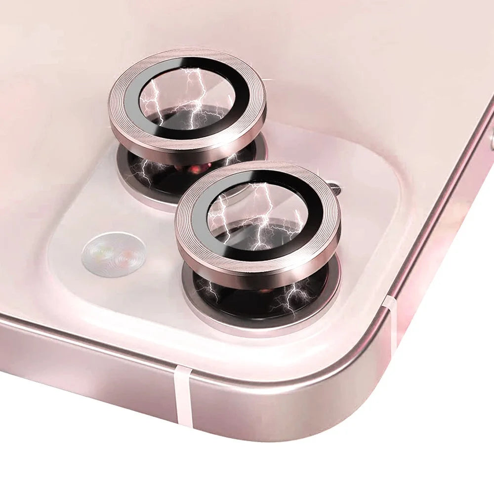 NORTHJO For iPhone 13 mini 5.4 inch / 13 6.1 inch 1 Set Camera Lens Protector CD Vein Metal Ring Tempered Glass Lens Film - Pink - 3