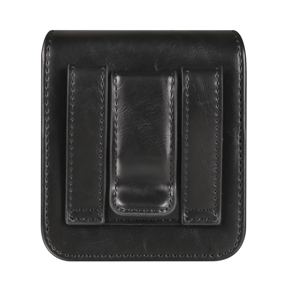 For Samsung Galaxy Z Flip3 5G / Z Flip4 5G / Z Flip5 5G Crazy Horse PU Leather Phone Belt Bag Wasit Phone Holster Pouch - Black - 2