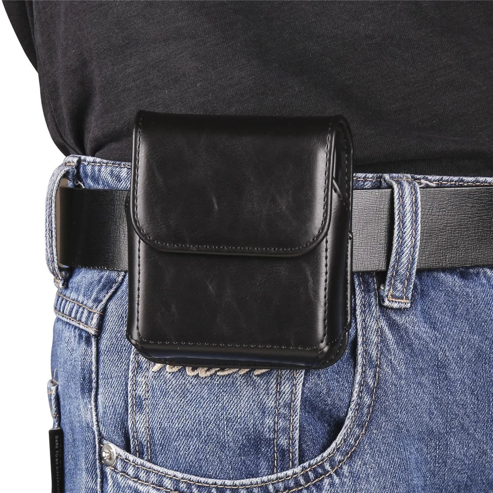 For Samsung Galaxy Z Flip3 5G / Z Flip4 5G / Z Flip5 5G Crazy Horse PU Leather Phone Belt Bag Wasit Phone Holster Pouch - Black - 4