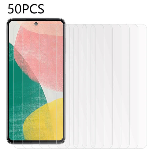 50Pcs For Samsung Galaxy F54 5G / M54 5G Tempered Glass Film HD Clear Full Glue Phone Screen Protector (No Package, with Wipes Set, Dust-absorber, Guide Sticker) - 1