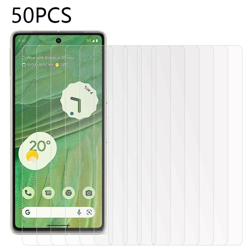 50Pcs Ultra Clear Screen Protector for Google Pixel 7 5G , Scratch-Proof Tempered Glass Phone Screen Film (No Package, with Wipes Set, Dust-absorber, Guide Sticker) - 1