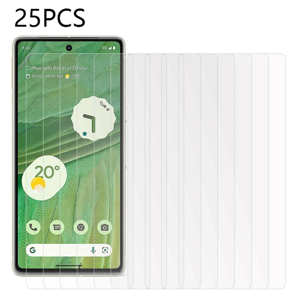 25Pcs Screen Protector for Google Pixel 7 5G , Tempered Glass Full Glue HD Clear Phone Screen Film (No Package, with Wipes Set, Dust-absorber, Guide Sticker) - 1