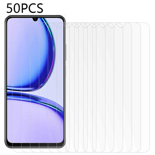 50Pcs For Realme C53 (Global) / C53 (India) / C51 Dustproof Screen Film HD Clear Scratch-Resistant Tempered Glass Covering Protector (No Package, with Wipes Set, Dust-absorber, Guide Sticker) - 1