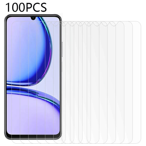100Pcs For Realme C53 (Global) / C53 (India) / C51 Smartphone Screen Protector High Definition Thin Tempered Glass Screen Film (No Package, with Wipes Set, Dust-absorber, Guide Sticker) - 1