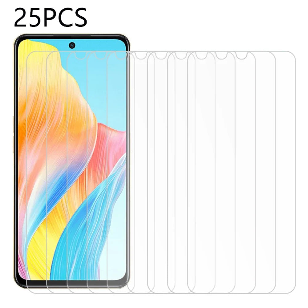 25Pcs For Oppo A98 5G Smooth Tempered Glass Film HD Clear Anti-Scratch Cell Phone Screen Protector (No Package, with Wipes Set, Dust-absorber, Guide Sticker) - 1