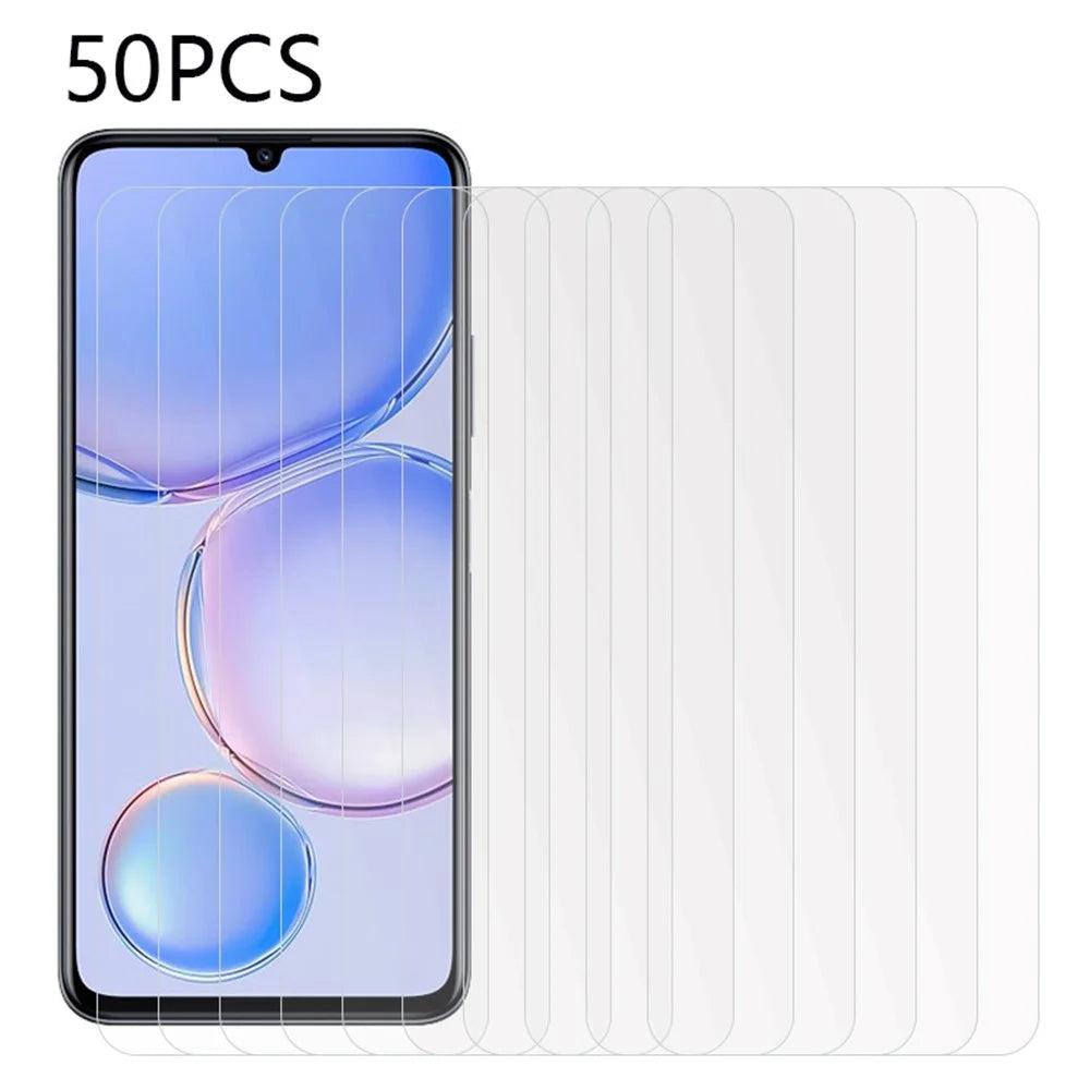 50Pcs For Huawei Enjoy 60 Scratch-Resistant Slim Tempered Glass Screen Cover HD Clear Screen Film (No Package, with Wipes Set, Dust-absorber, Guide Sticker) - 1