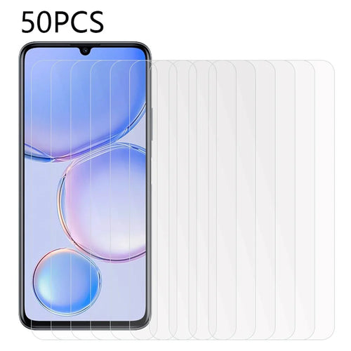 50Pcs For Huawei Enjoy 60 Scratch-Resistant Slim Tempered Glass Screen Cover HD Clear Screen Film (No Package, with Wipes Set, Dust-absorber, Guide Sticker) - 1