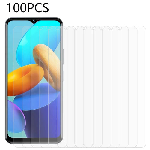 100Pcs For vivo Y35 4G (2022) / Y35 5G Ultra Clear Tempered Glass Screen Protector Film (No Package, with Wipes Set, Dust-absorber, Guide Sticker) - 1
